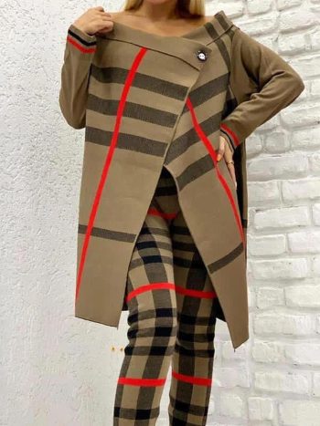 Loose Urban Off Shoulder Geometric Mid-Long Sweater | Women Sweaters